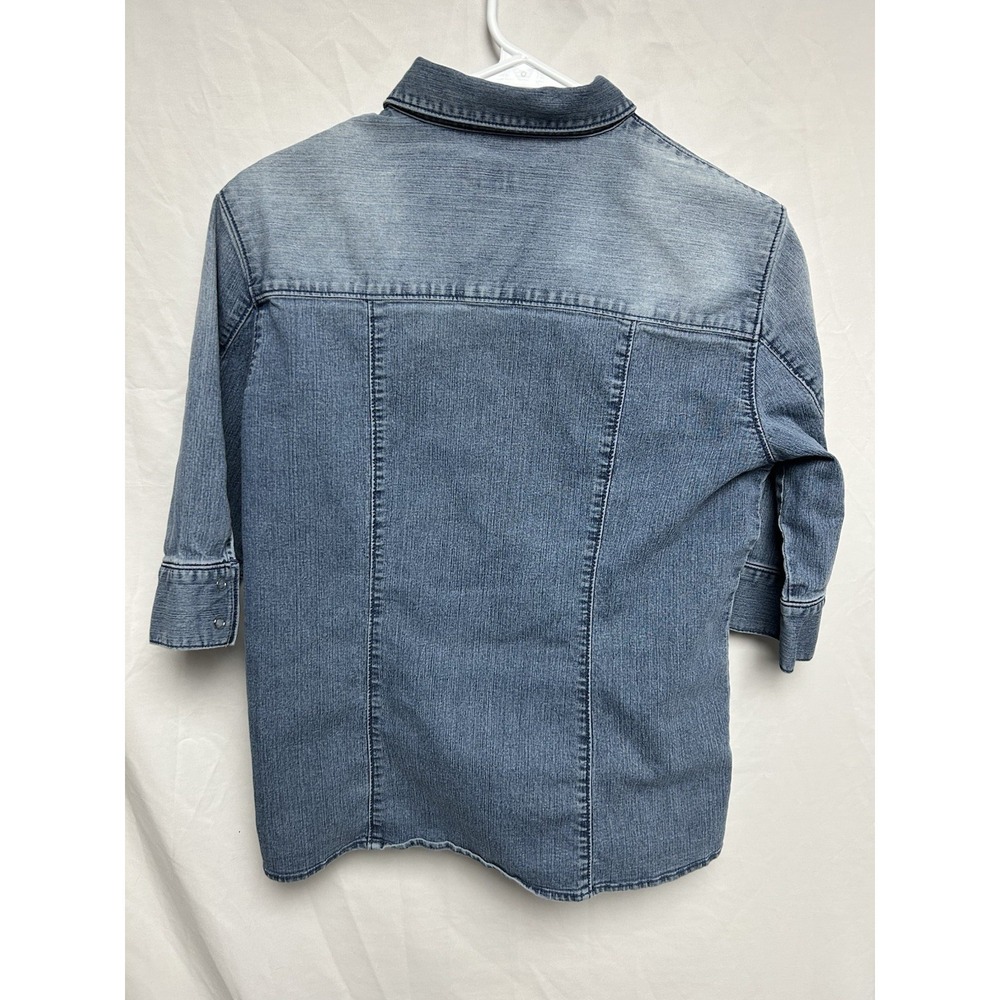 Polo Jeans Co Ralph Lauren Women's Western VTG Denim Shirt 3/4 Sleeves Snaps L - Picture 2 of 15